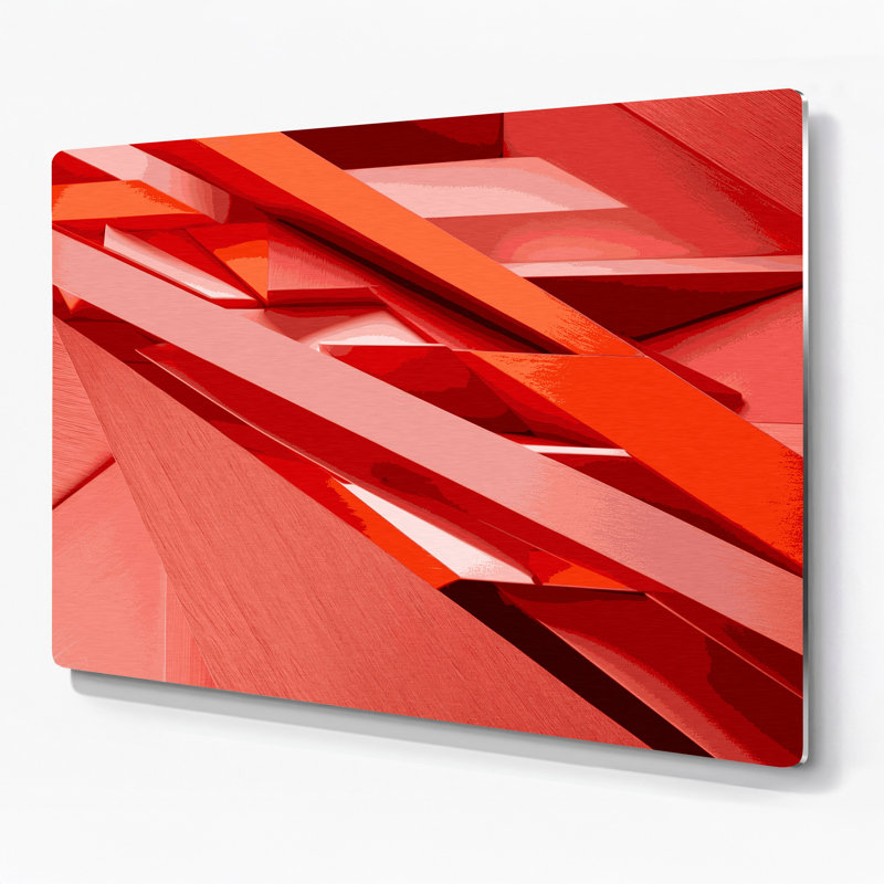 «Geometric Abstraction 80», art mural en métal orange, H 11 po x l 14 po