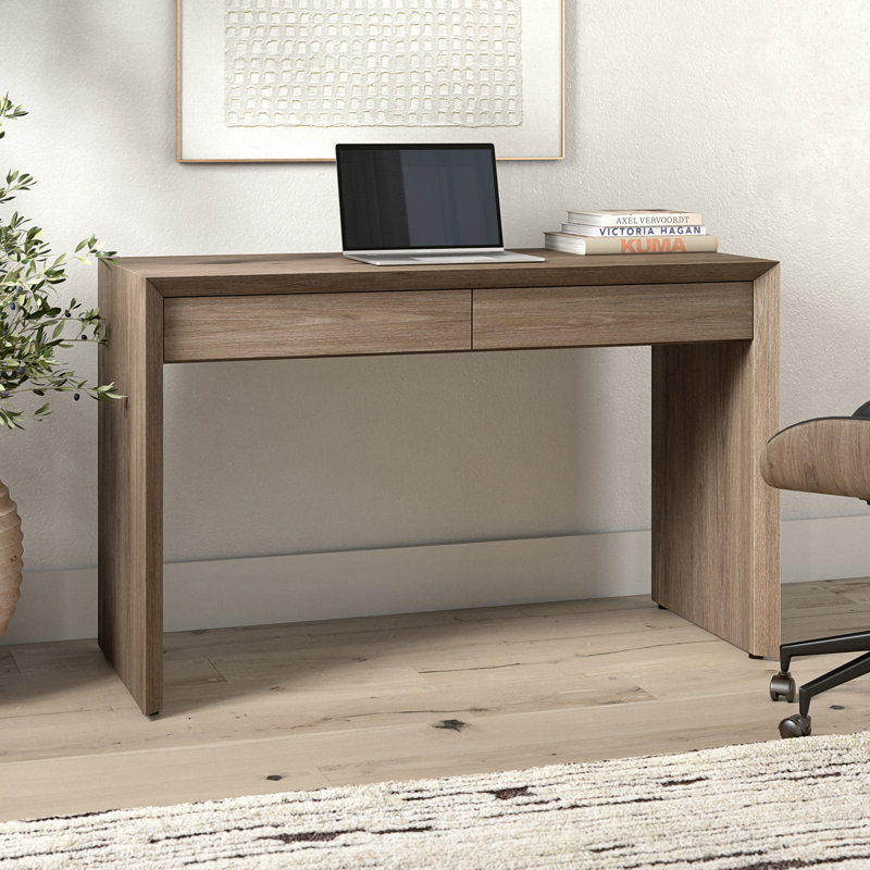 Bureau rectangulaire en chêne gris antique Harlan, Chêne gris ancien
