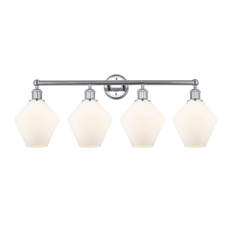 Éclairage de salle de bain à intensité variable 4 lumières Amylea, Blanc mat, Chrome poli