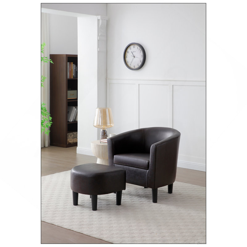 Chaise Salem G00203-C + repose-pieds, brun foncé, Dark Brown Faux Leather