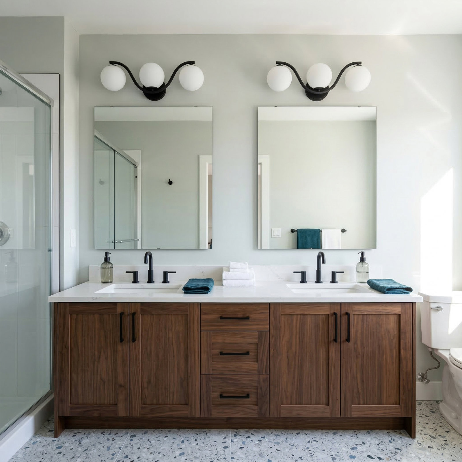 3-Light Dimmable Vanity Light, Matte Black