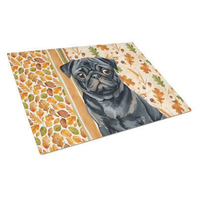 Black Pug Heirloom Fall Glass Cutting Board
