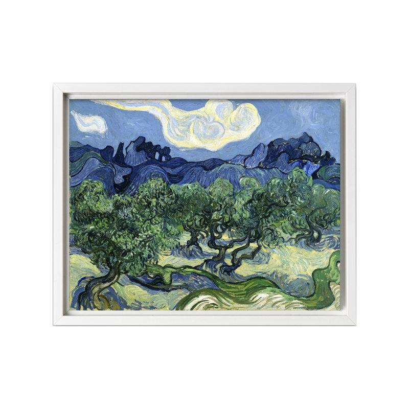 Van Gogh - Oliviers, Canevas, Encadrement blanc, H 08 po x l 10 po