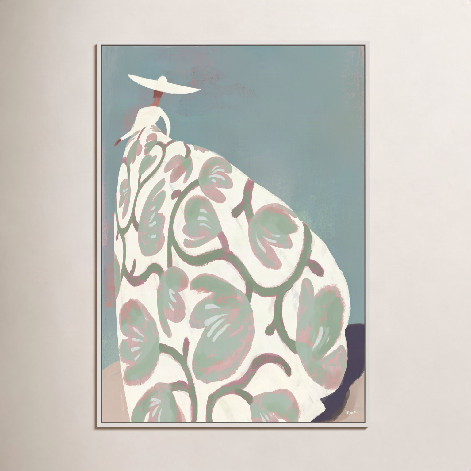 Beach Day Print by Marco Marella, White Canvas Framed, 30" H x 21" W