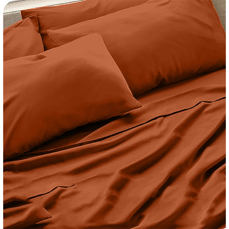 6-Piece Premium Deep Pockets Microfiber Sheet Set, California King, Autumn Orange