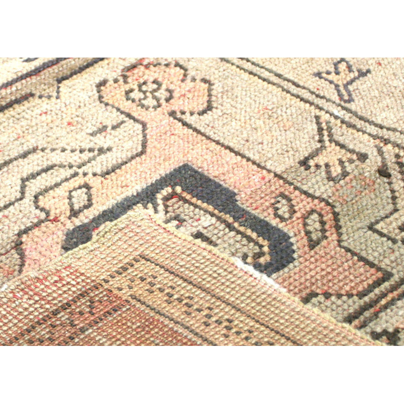 Tapis beige / noir en laine noué à la main de conception unique 8 pi 3 po x 10 pi 9 po années 1900