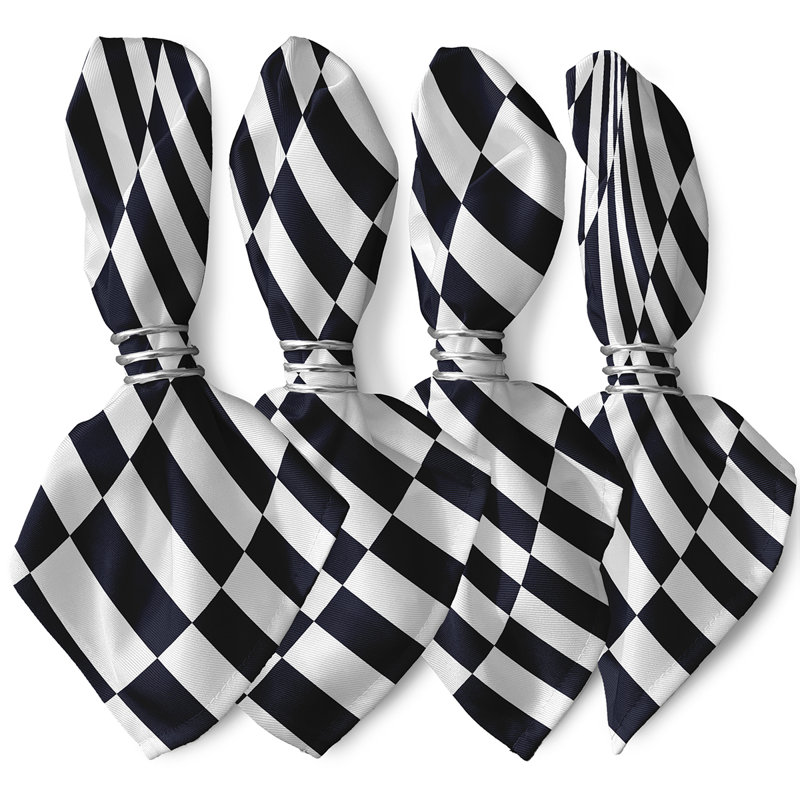 Buffington Polyester Geometric Square Napkin, 18" W x 18" L, Navy Blue