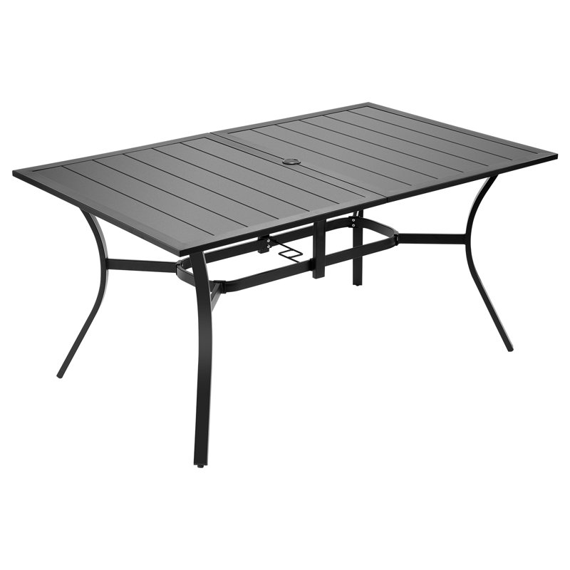 Outdoor Patio Dining Table Rectangular Metal Slat Garden Furniture for 6
