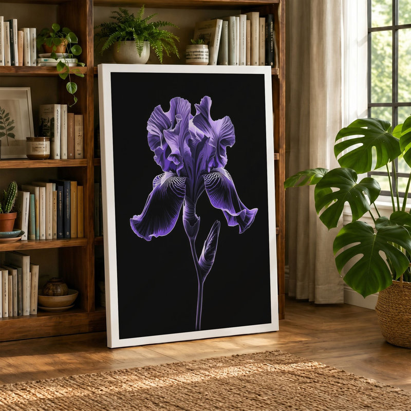 Bearded Iris in Purple Botanical - Wrapped Canvas, Black Border, 24x16 - 61.0 x 40.6 cm