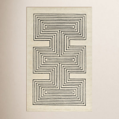 Orlie Copper Hand-Tufted Geometric Wool Rug
