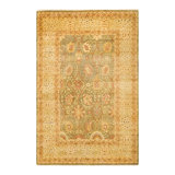 Tapis unique vert / jaune / orange noué à la main Oakhur 6 pi 3 po x 9 pi 6 po