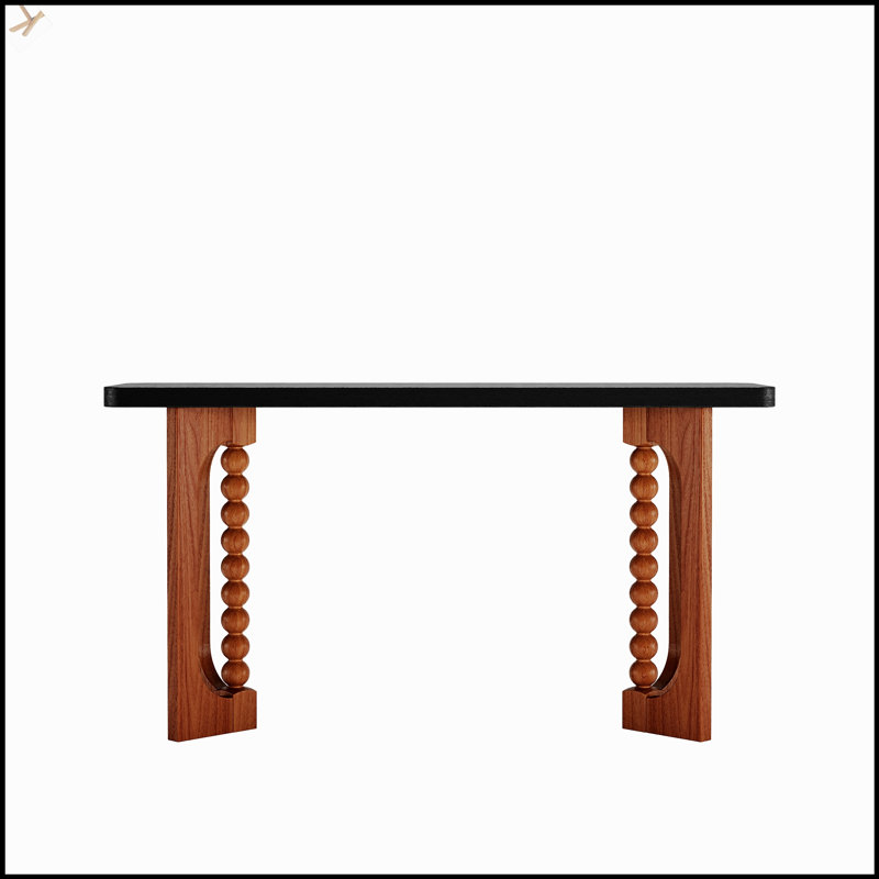 Console 59 po rustique de style champêtre avec des pieds sphériques uniques, parfaite pour les couloirs étroits et les salons