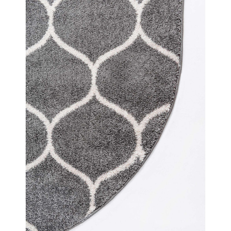 Tapis gris foncé Lllan, Rond 7 pi 10 po