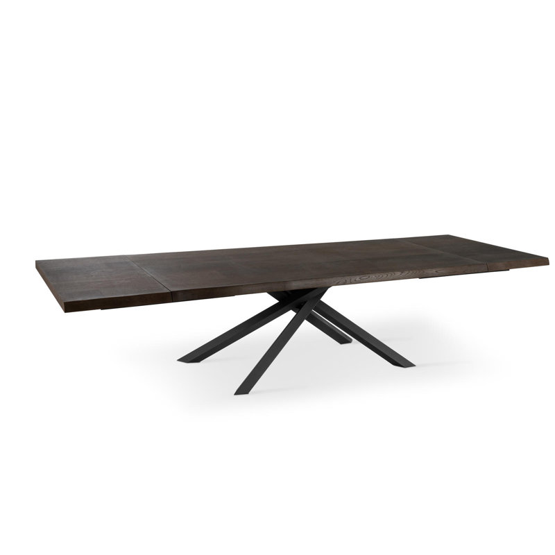 Dariane Extendable Oak Metal Base Dining Table, 76cm H x 100cm W x 200cm L