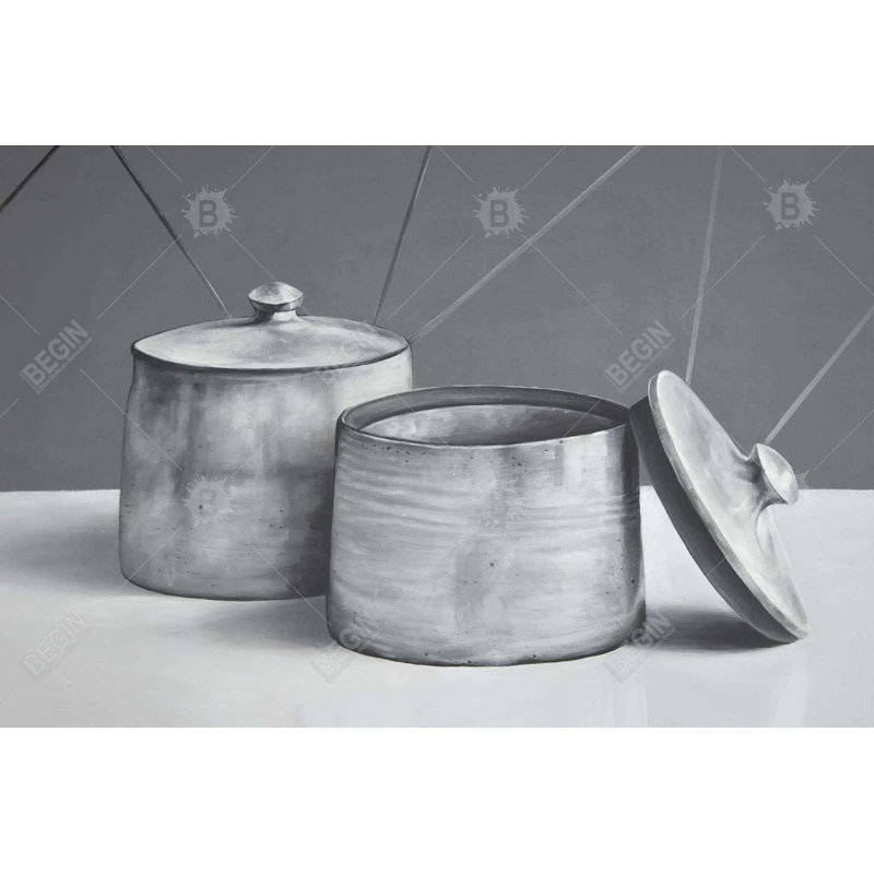 Old Pot with Lid - White Kitchen Framed Canvas Home Decor