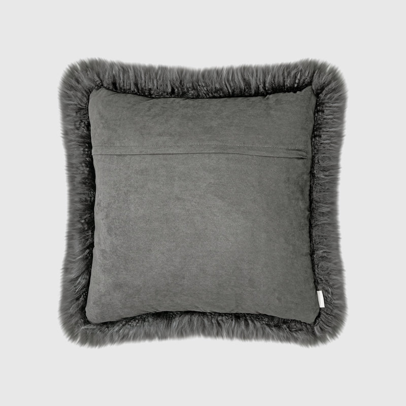 Fieldman Leather Reversible Throw Pillow, Granite Gray