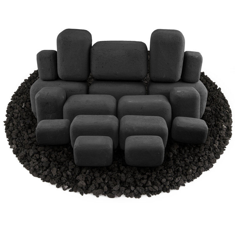 6'' x 6'' Rectangle Ceramic Fire Pit Accessory, Charcoal Gray