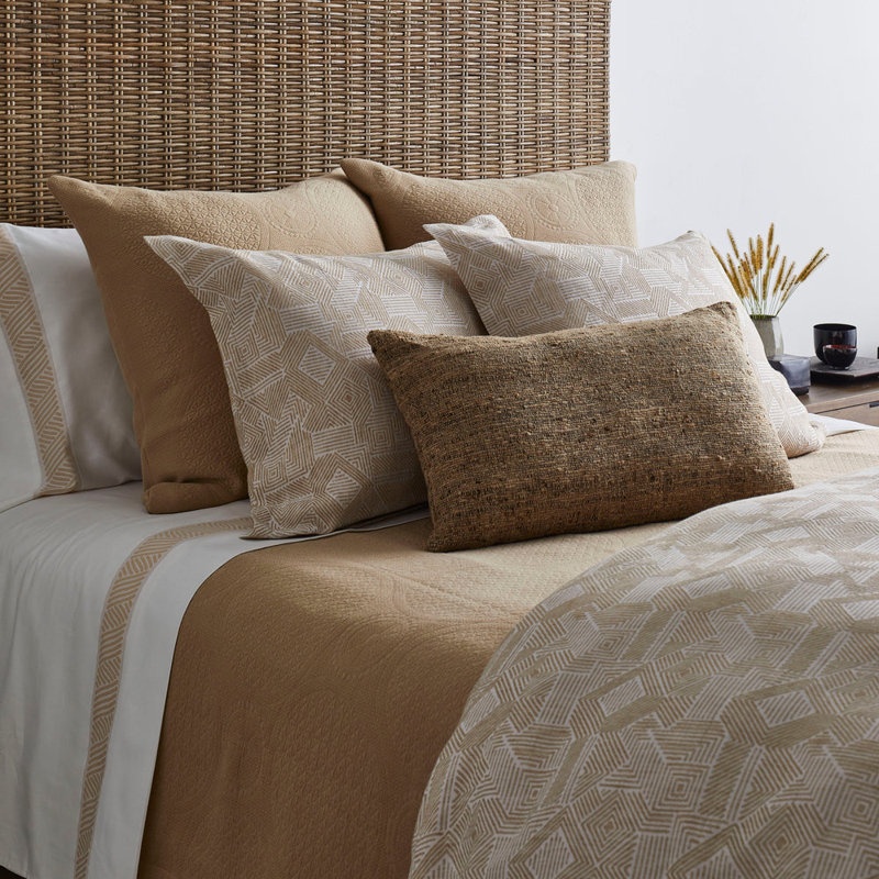 The Met X Ann Gish Sashiko Duvet Cover Set, King Duvet Cover + 2 King Shams, Bone/Sand