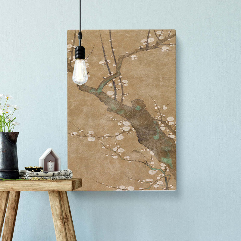 Warbler Bird in a Plum Tree by Sakai Hoitsu - Wrapped Canvas Painting Print, 76cm H x 50cm W x 3cm D