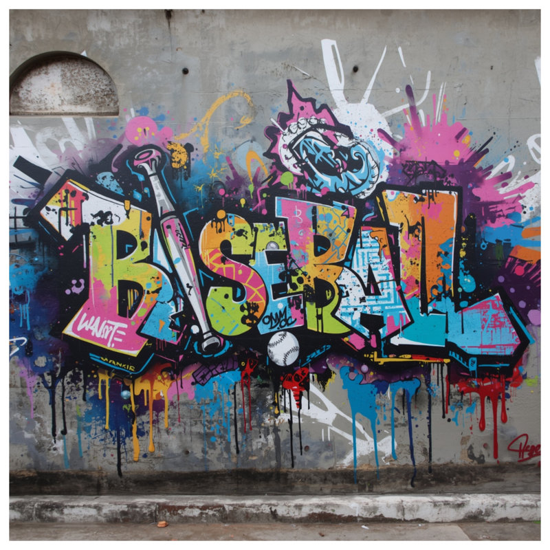 Couvertures Graffiti Baseball Bat Street, 60in W x 80in H