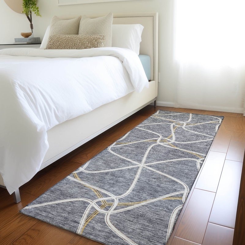 Premium Machine Washable Prisco Gray Rug, Runner 2'3" x 7'6"