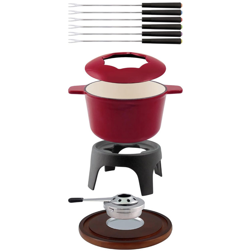 11-Piece Sierra Fondue Set - Cherry Red, Red
