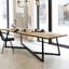 Table de conférence brune et noire en bois massif + fer-285192984