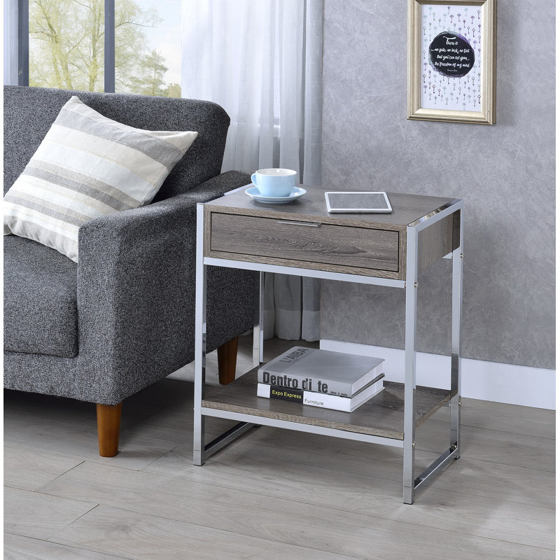Walhame End Table with Storage, Rustic Gray