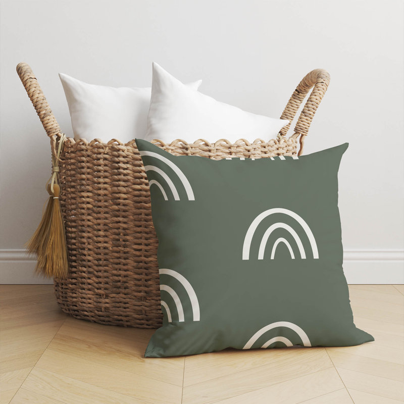 Coussin Plain Bows, H 20 po x l 20 po, Vert/Ivoire