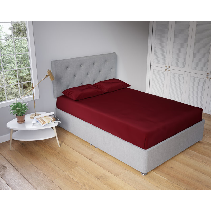 Mirva Extra Deep 25cm Polycotton Fitted Sheet Soft Touch, Burgundy, Kingsize (5')