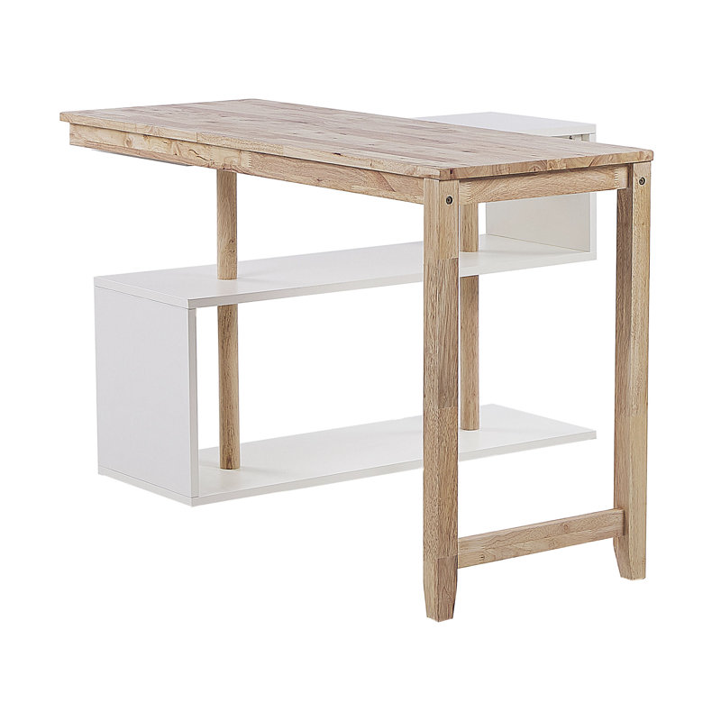 Amberboi L-Shaped Solid Wood Top Writing Desk