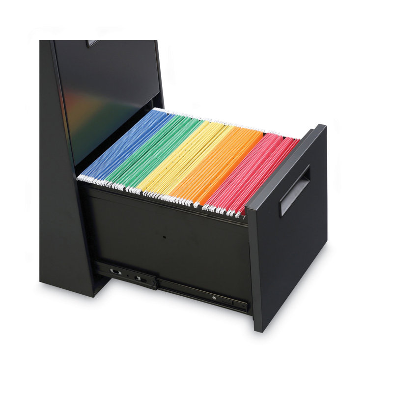 Charcoal 2-Drawer Mobile Steel File Cabinet with Lock