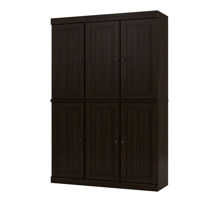 Garde-manger 100% en bois massif avec portes Shaker, tablettes réglables, largeur 48,5 po, hauteur 71,5 po, Espresso