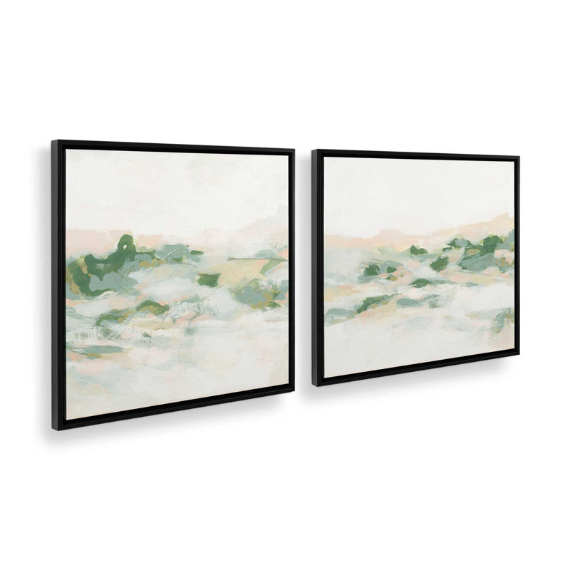 Ensemble de 2 pastel sauvage, H 13 po x l 26 po, Cadre flottant noir satiné