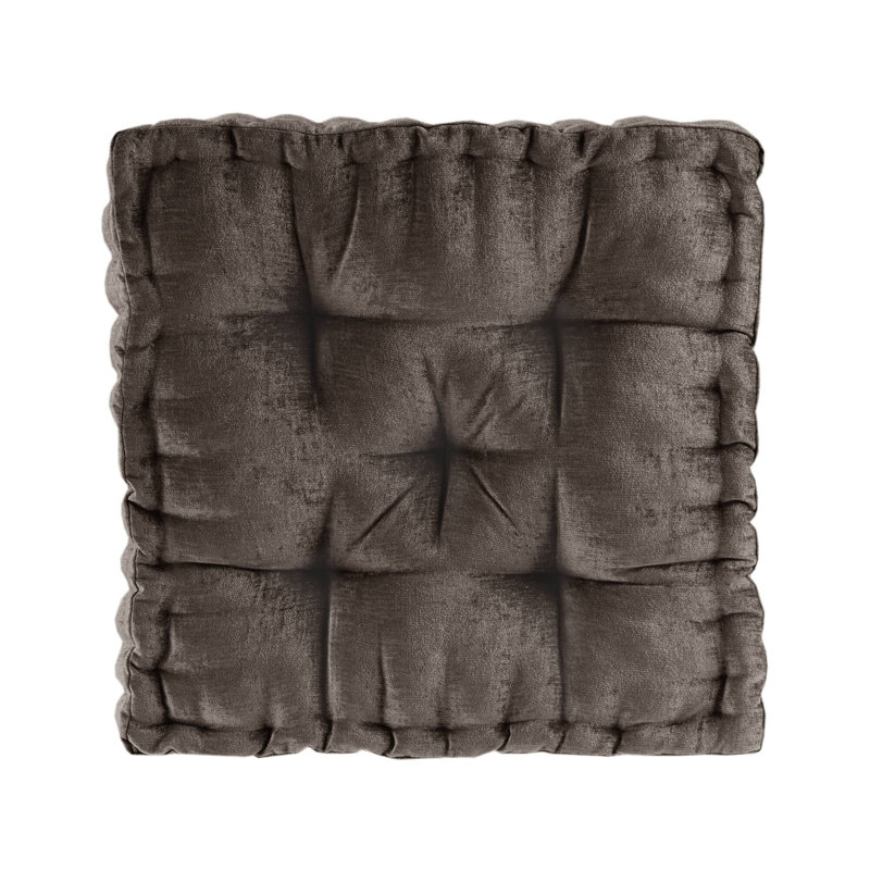 Coussin de sol carré en chenille poly A Alez, Carré 20 po, Brown