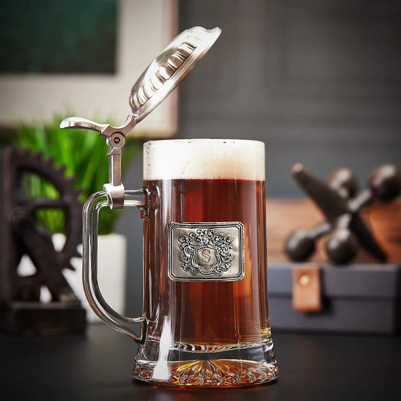 Nerick 16oz. German Beer Stein with Pewter Lid, Yes