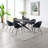 Rectangular Dining Table, Crystal Tempered Glass Top & Black