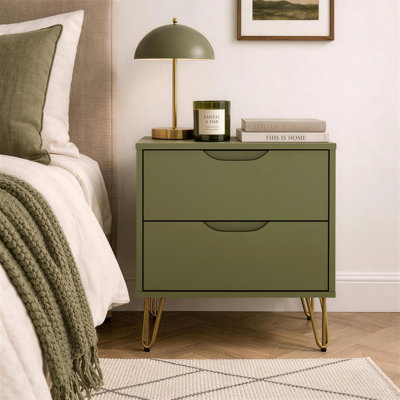 Table de chevet vert olive