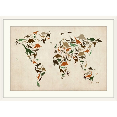 «Dinosaur Map of the World» par Correen, impression