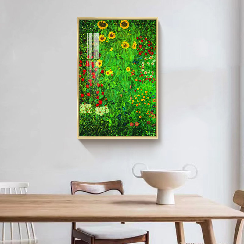 «Sunflowers» par Gustav Klimt - Cadre photo unique, impression sur toile, H 24 po x l 16 po x P 1,3 po, Or