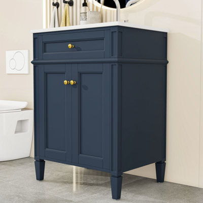 Meuble-lavabo de salle de bain avec 2 portes et tiroir coulissant