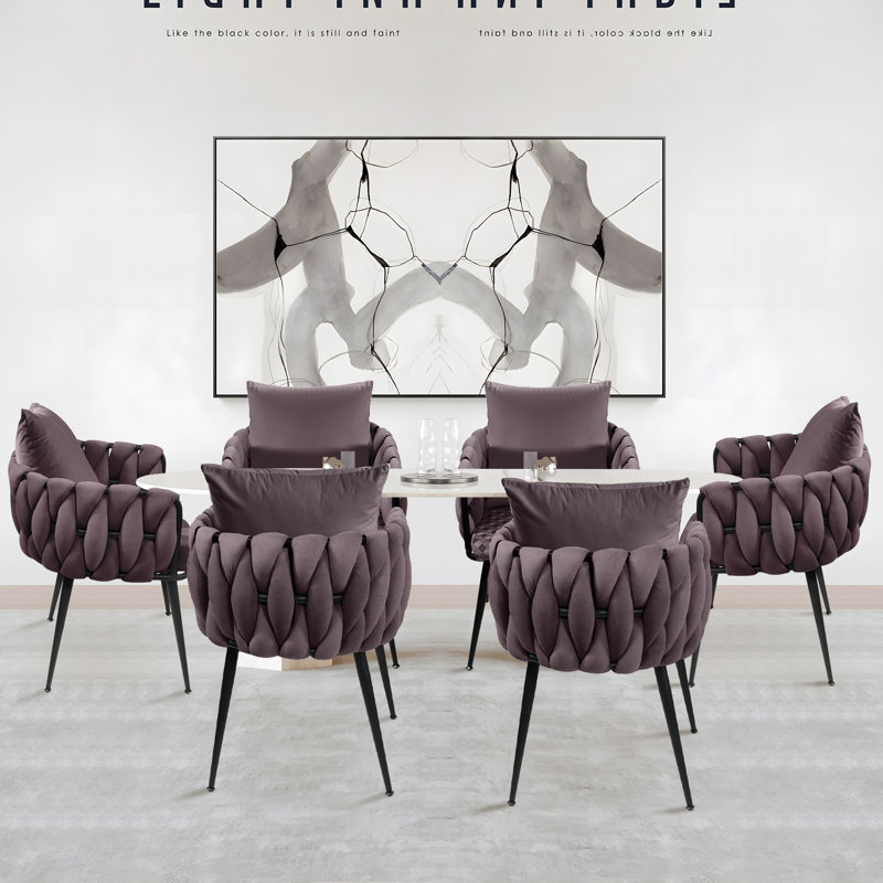 Chaise avec accoudoirs en velours Lazarre, Mauve
