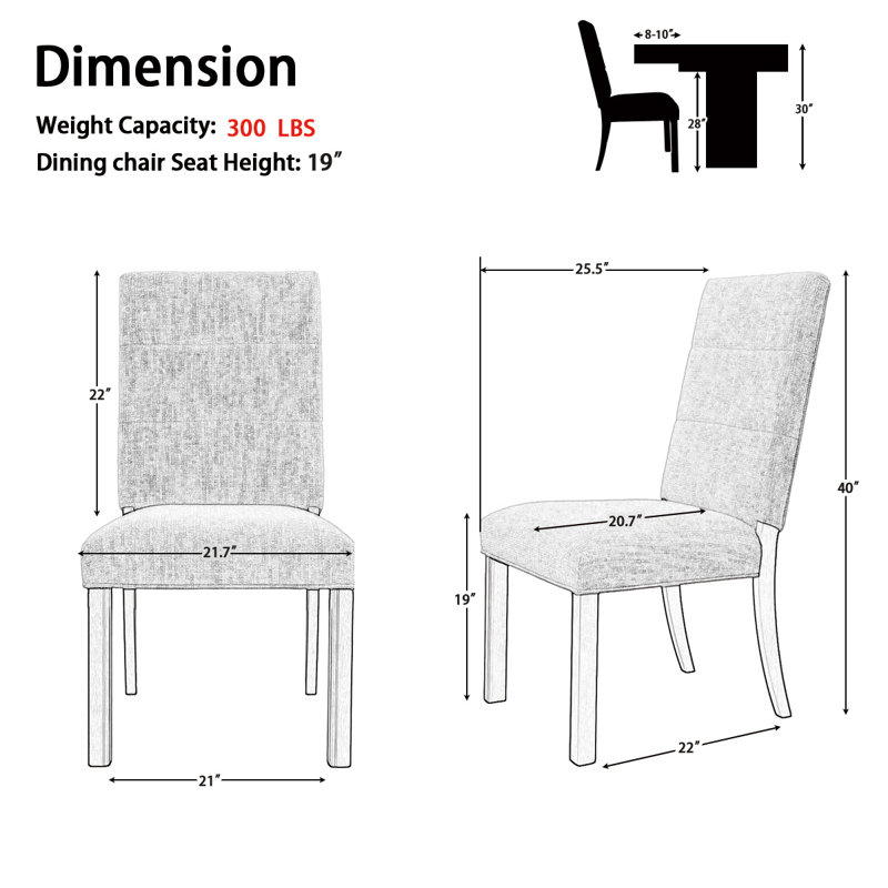 Chaise rembourrée à haut dossier avec pieds en bois foncé