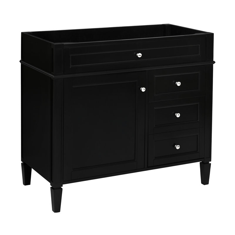 Meuble-lavabo de salle de bain sans lavabo supérieur, Noir