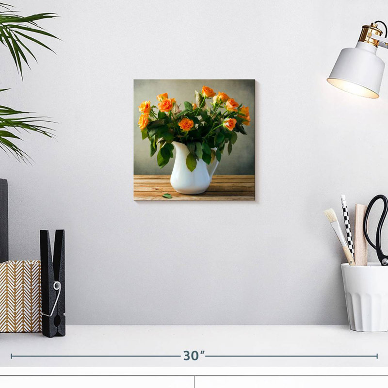 Pot Harnek de roses oranges, H 10 po x l 10 po