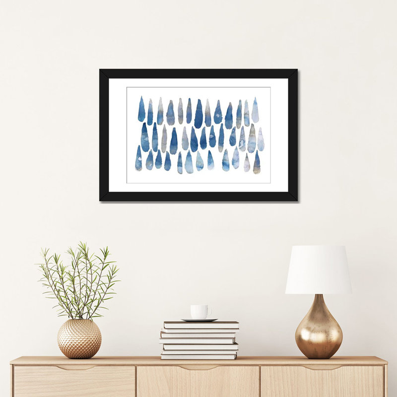 «Drops», reproduction sur toile, H 16 po x l 24 po x P 1 po, Papier d'art encadré noir, Blanc