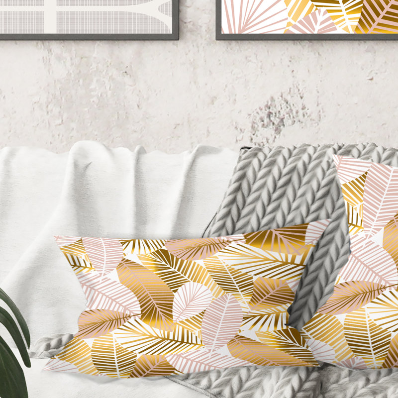 Coussin Golden Palm Leaves II - Mid-Century