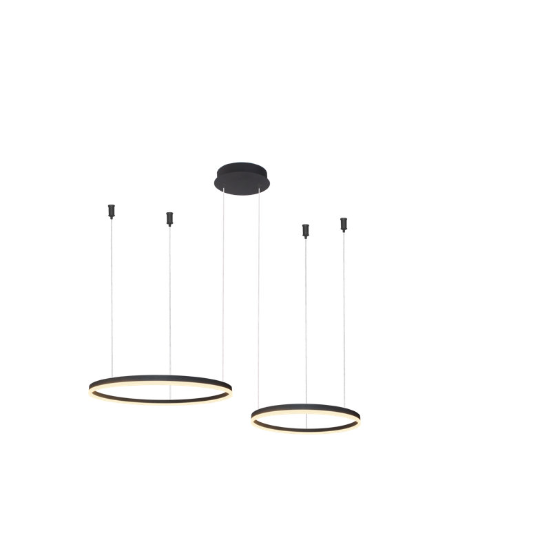 2 - Light LED Crystal Pendant, Black, Black