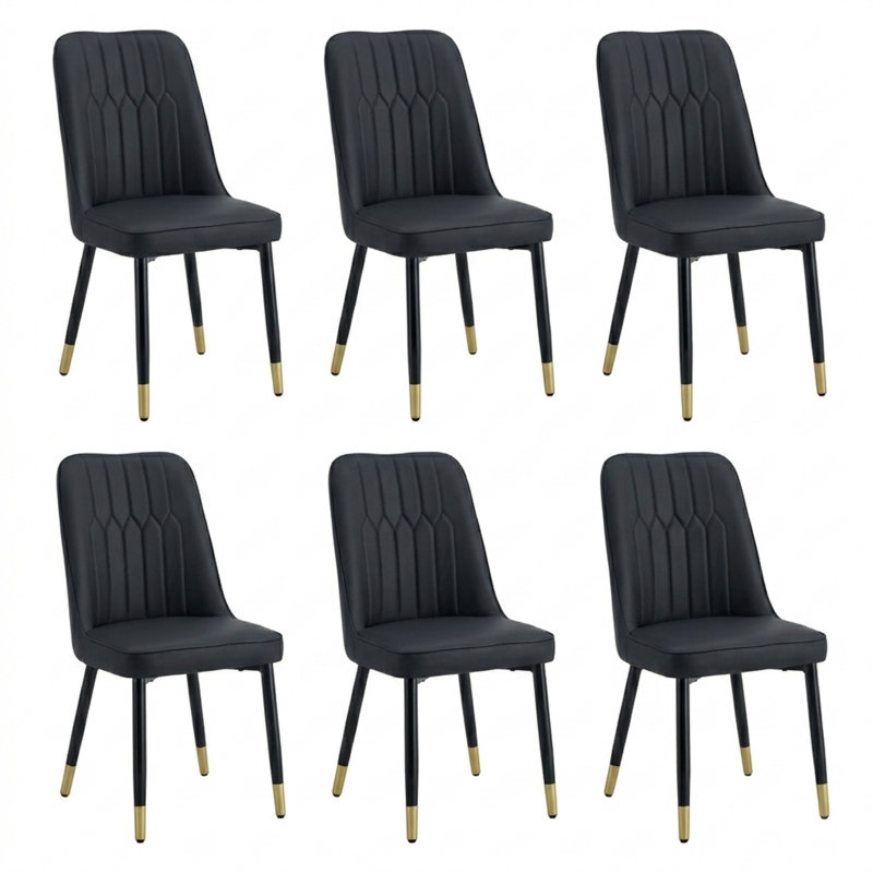 Faux Leather Upholstered Solid Back Side Chair, Black