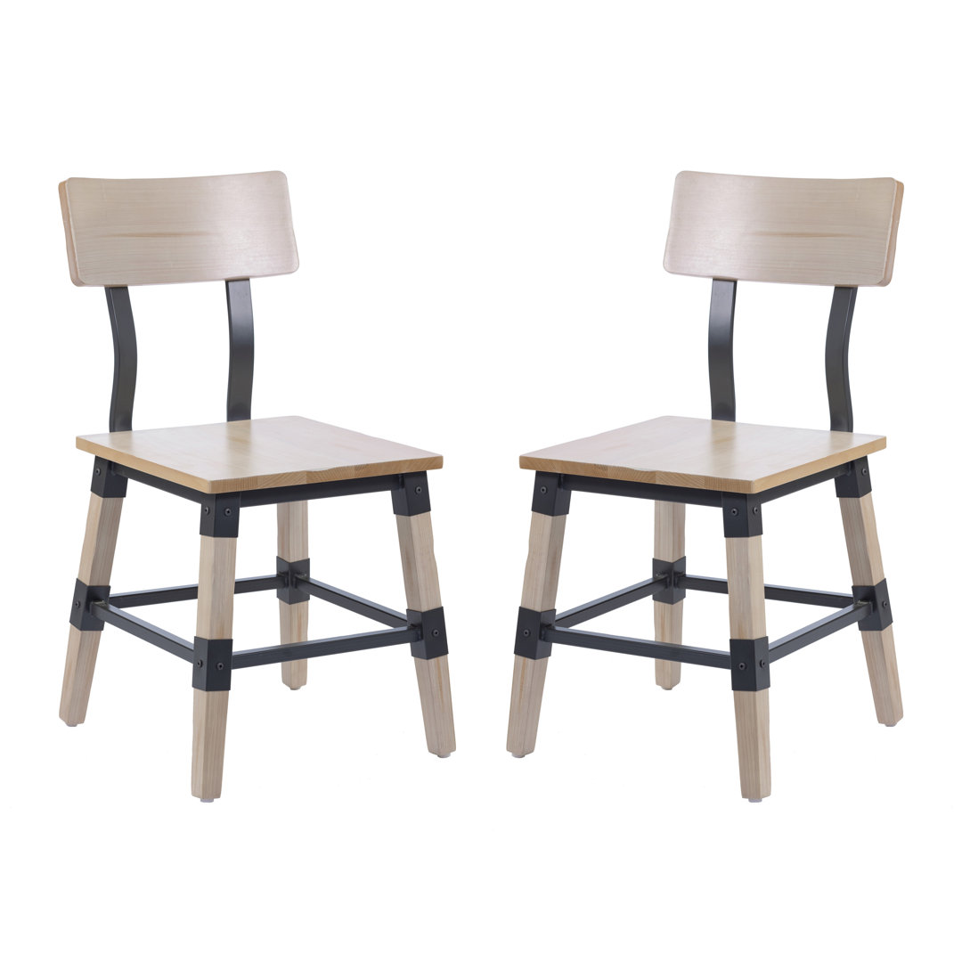 Lazro Commercial Grade Rustic Antique Industrial Style Wood Dining Chair (Set of 2) Steelside™